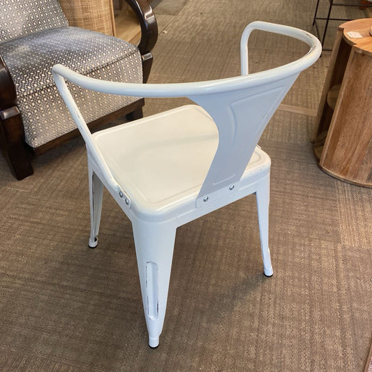 White Round Back Metal Chair