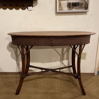 Oval Entry Table w/ Wicker Bound Legs and Base C SIDE TABLES