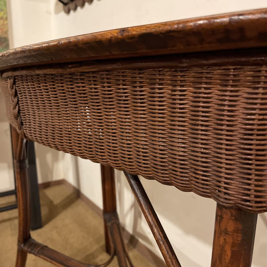 Oval Entry Table w/ Wicker Bound Legs and Base C SIDE TABLES