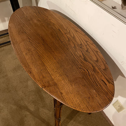 Oval Entry Table w/ Wicker Bound Legs and Base C SIDE TABLES