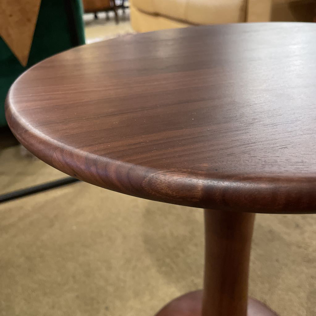 Simple Walnut Finish Pedestal End Table