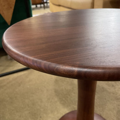 Simple Walnut Finish Pedestal End Table