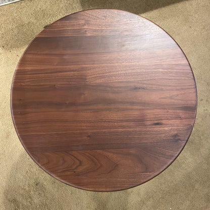 Simple Walnut Finish Pedestal End Table