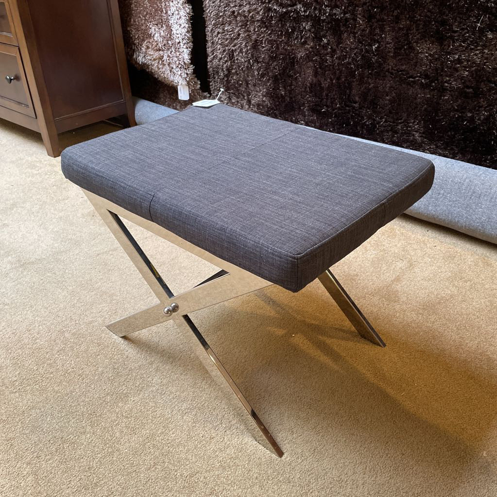Charcoal & Chrome X-Base Foot Stool C STOOLS