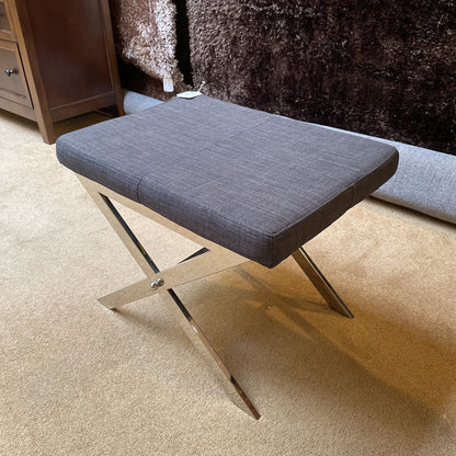 Charcoal & Chrome X-Base Foot Stool C STOOLS