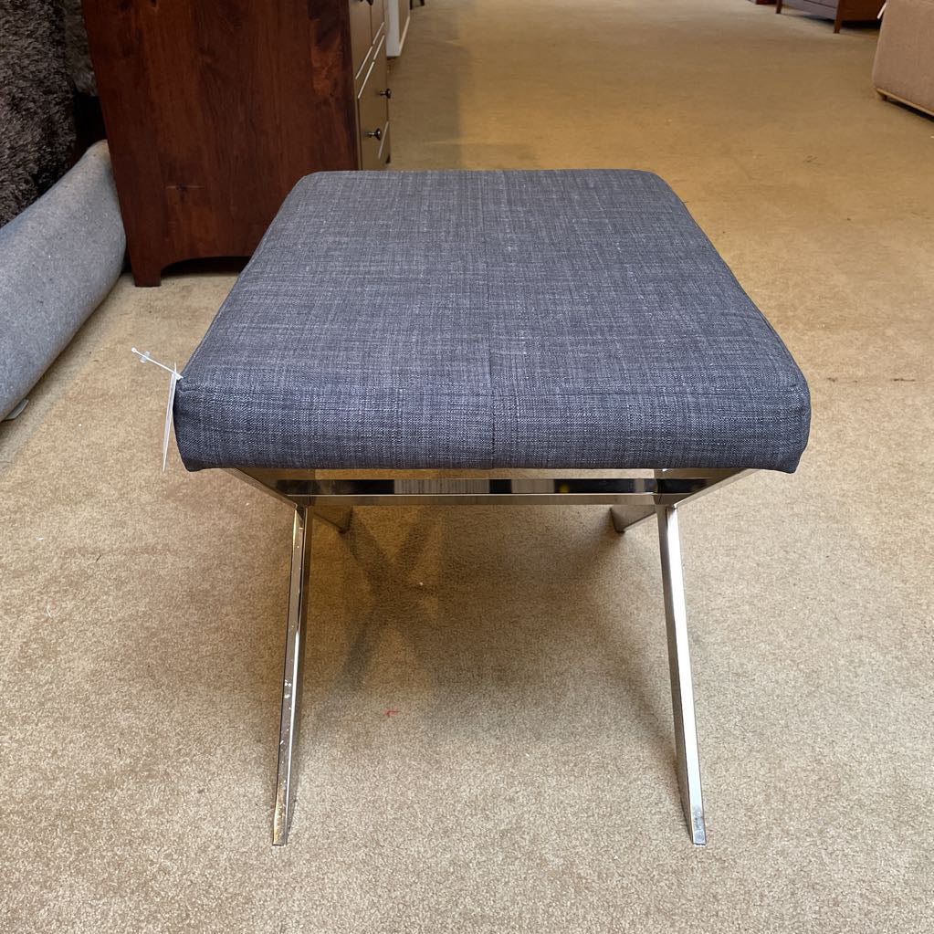 Charcoal & Chrome X-Base Foot Stool C STOOLS