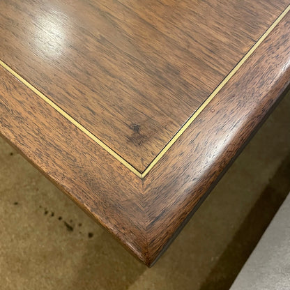 Square Walnut Brass Inlay Large Side Table