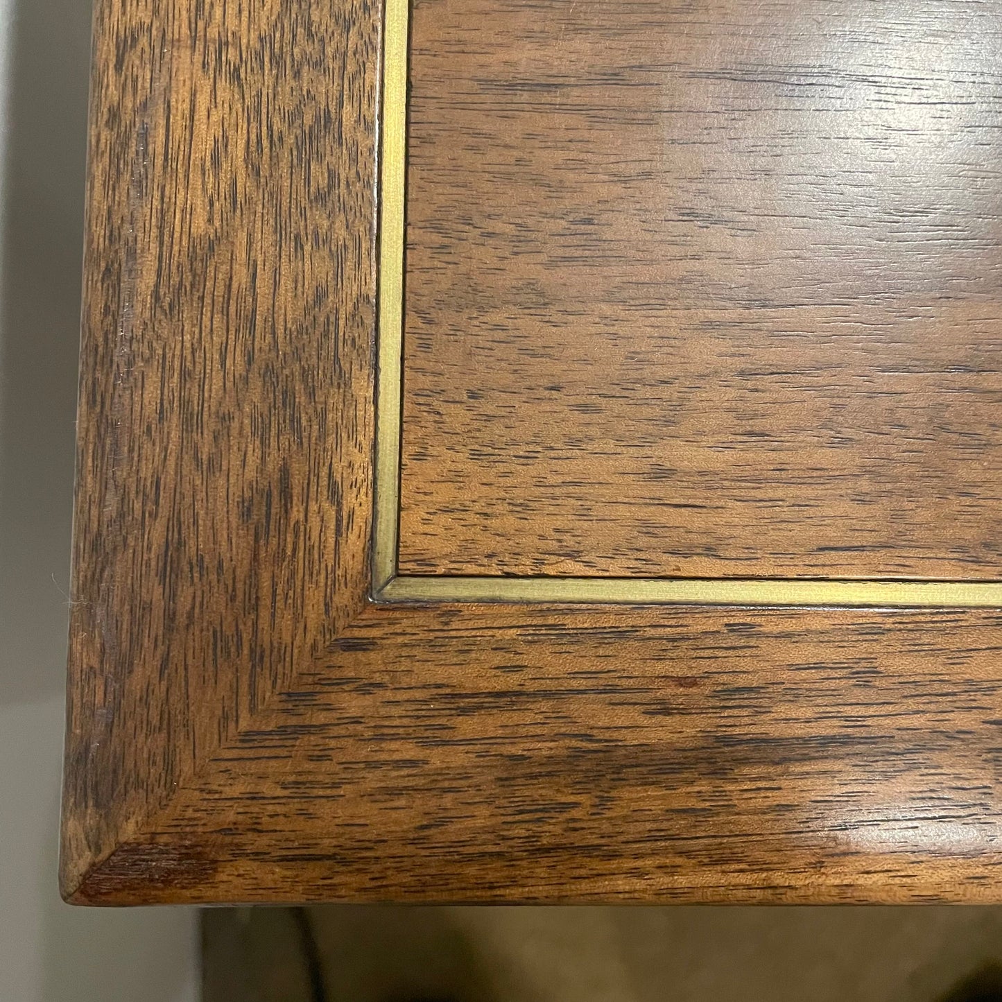 Square Walnut Brass Inlay Large Side Table