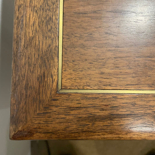 Square Walnut Brass Inlay Large Side Table