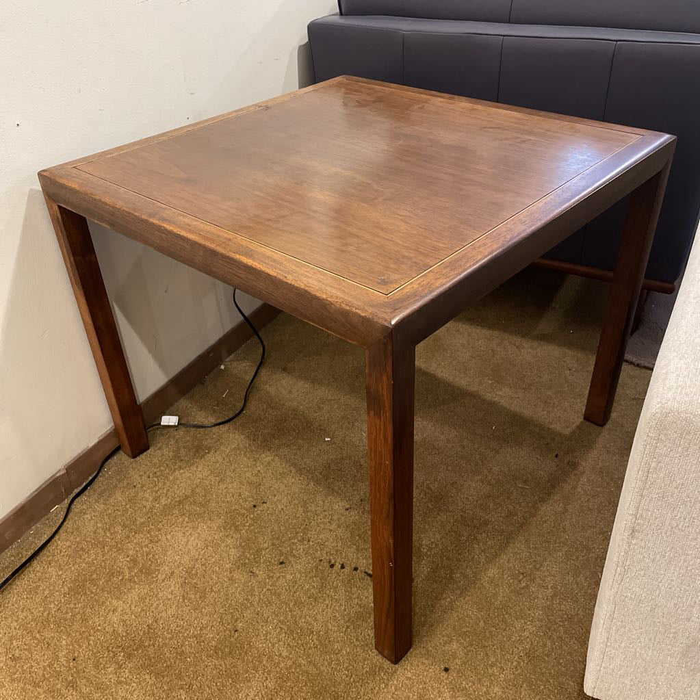 Square Walnut Brass Inlay Large Side Table