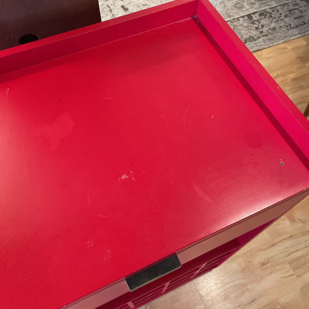 C&B Candy Red Wine Rack w/ Top Drawer & Glass Hangers