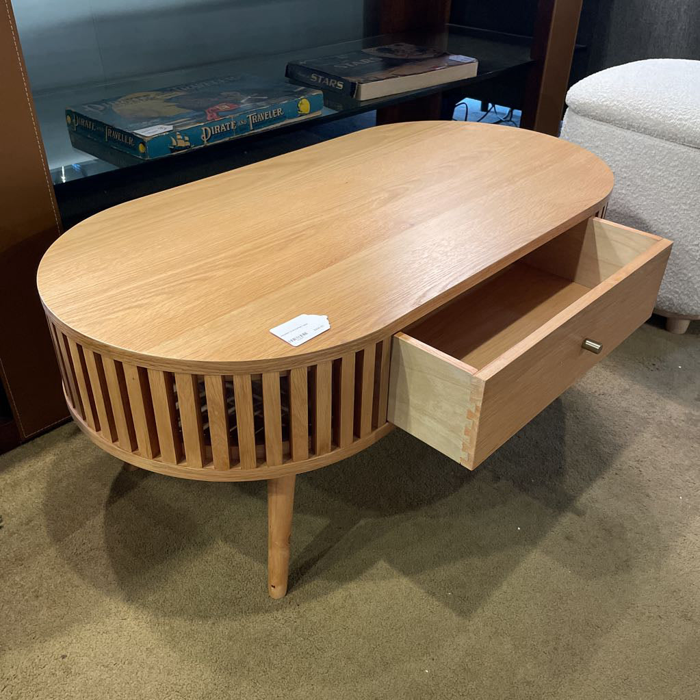 Houston Oval Coffee Table with Drawer C COFFEE TABLES