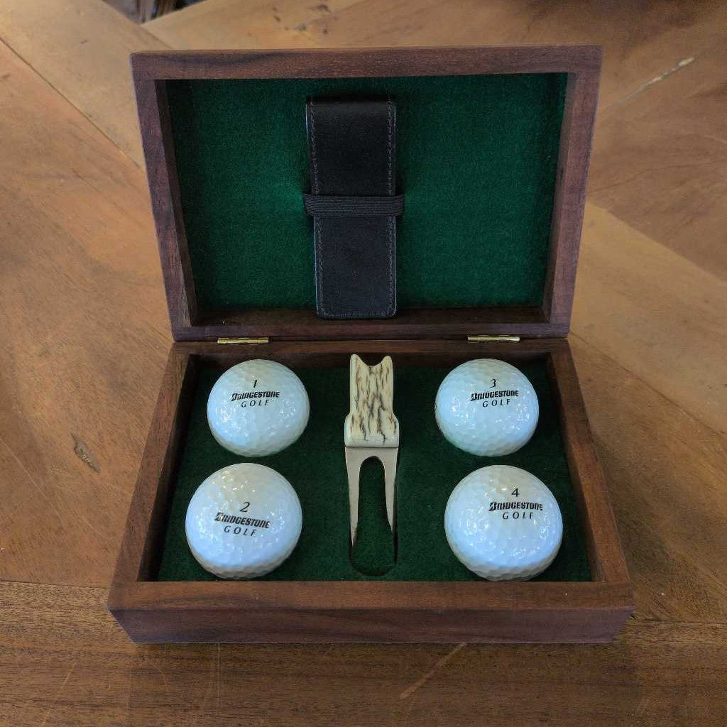 Wooden Box W/ Golf Supplies SMALLS