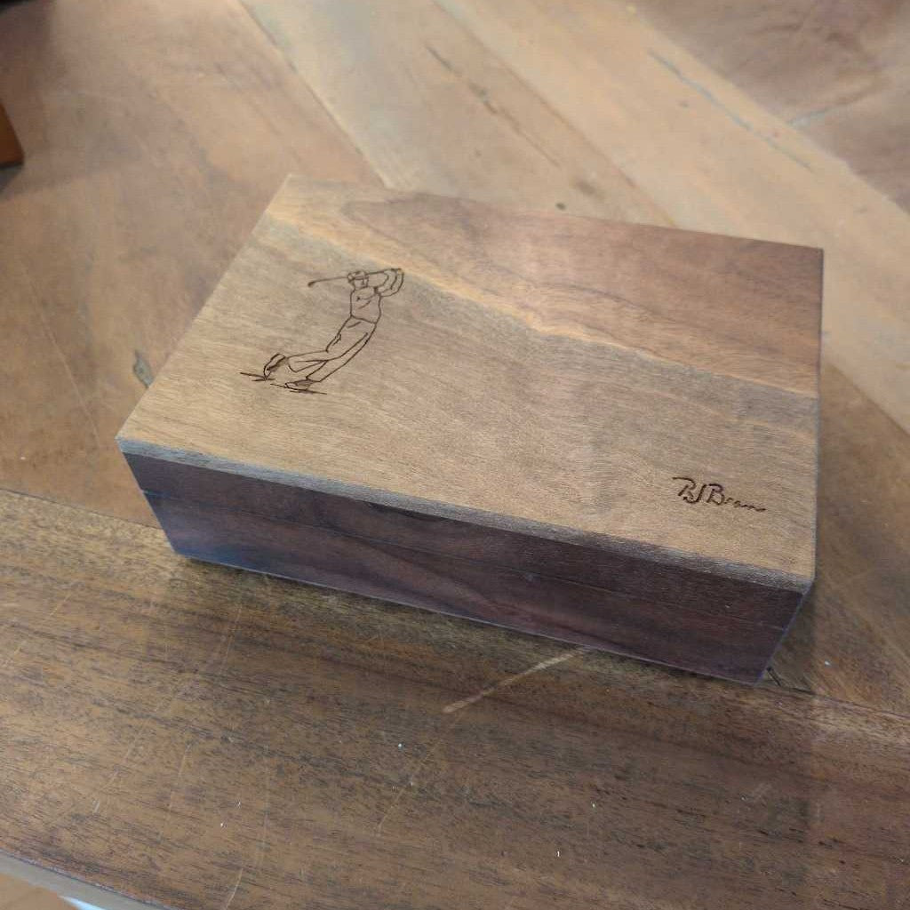 Wooden Box W/ Golf Supplies SMALLS
