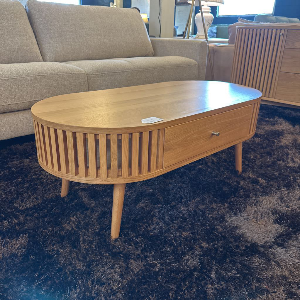 Houston Oval Coffee Table with Drawer C COFFEE TABLES