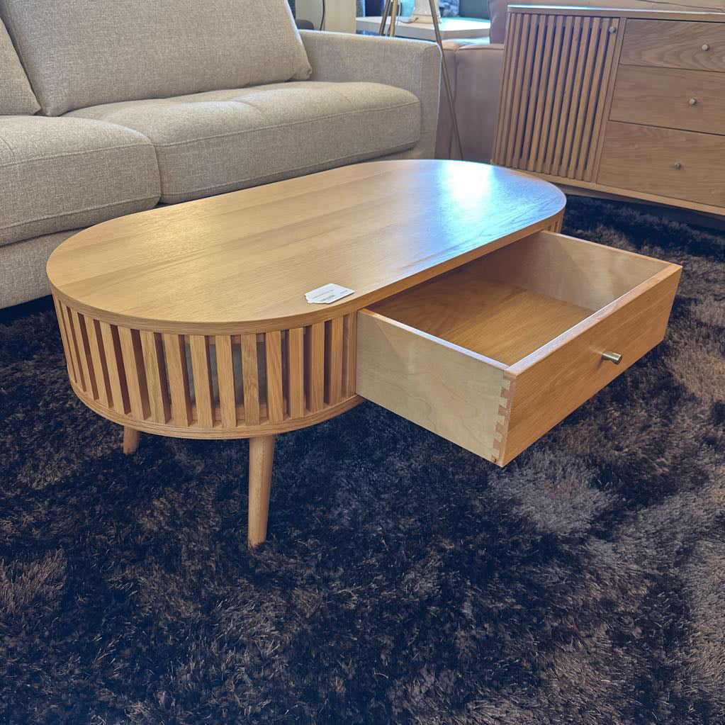 Houston Oval Coffee Table with Drawer C COFFEE TABLES