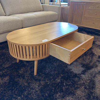 Houston Oval Coffee Table with Drawer C COFFEE TABLES