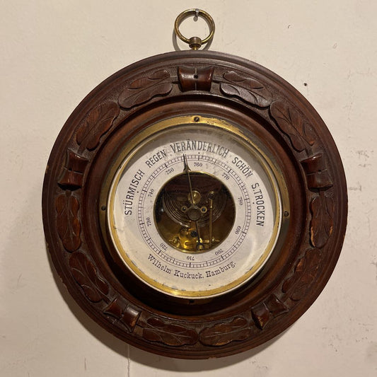 Wilhelm Kokuck Hamburg Barometer with Wooden Frame
