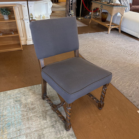 Grey Upholstered Spiral Leg Side Chair