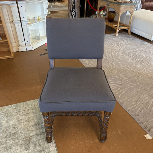 Grey Upholstered Spiral Leg Side Chair
