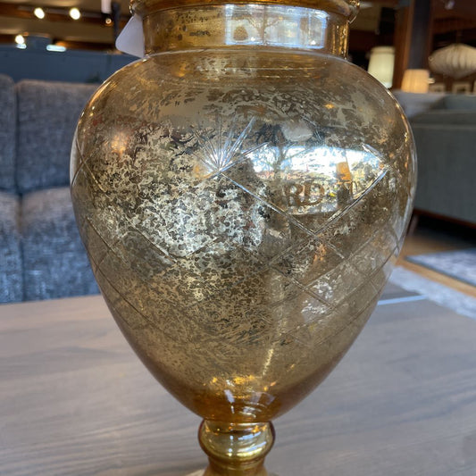 Speckled Gold Glass Pedestal Urn SMALLS