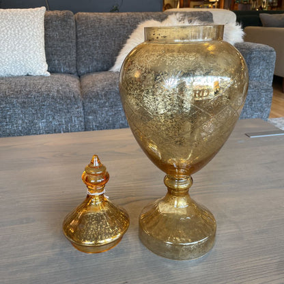 Speckled Gold Glass Pedestal Urn SMALLS