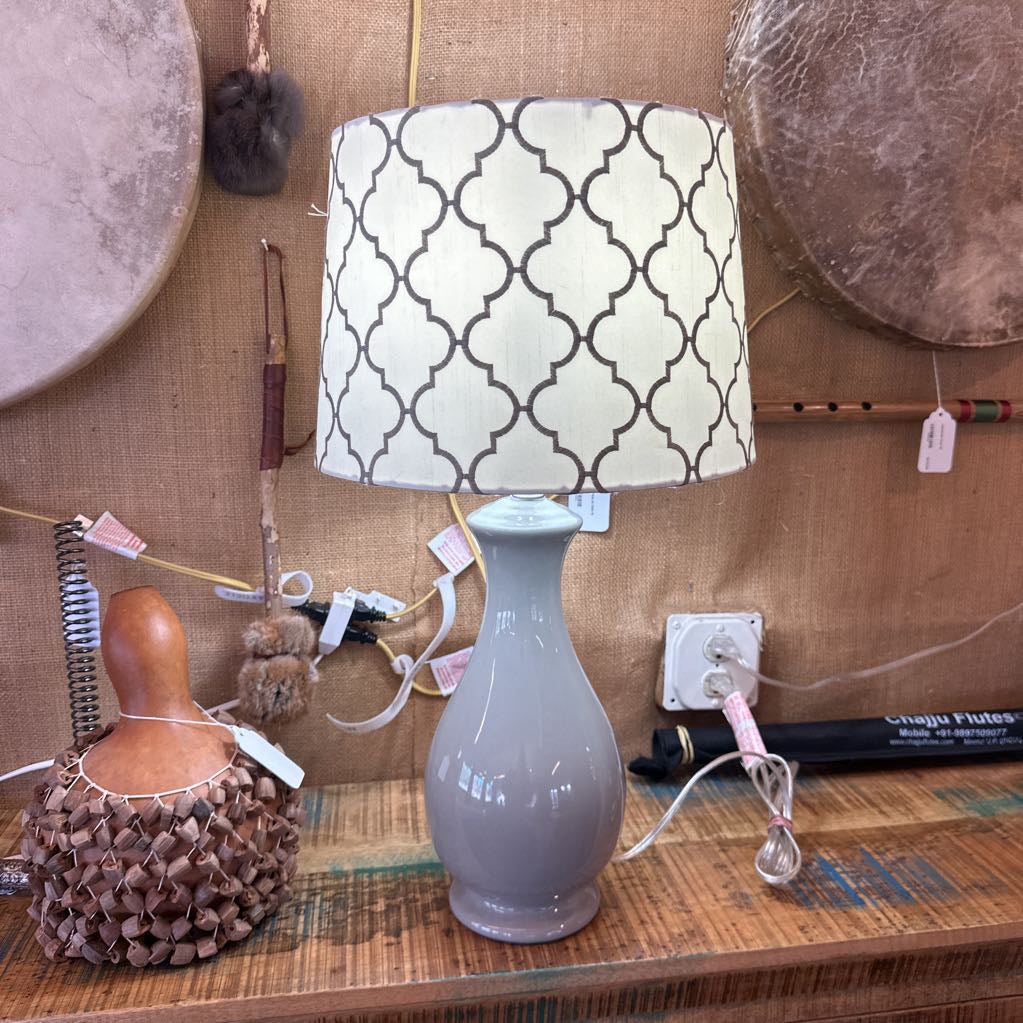 Grey Lamp w/ Contemporary Shade LAMPS