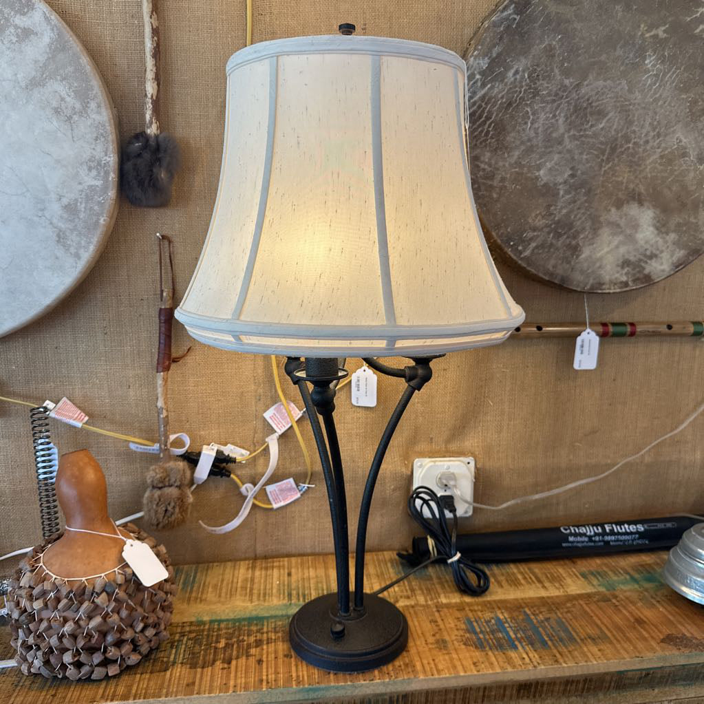 Stiffel Dark Bronze Table Lamp w/ Off White Shade LAMPS