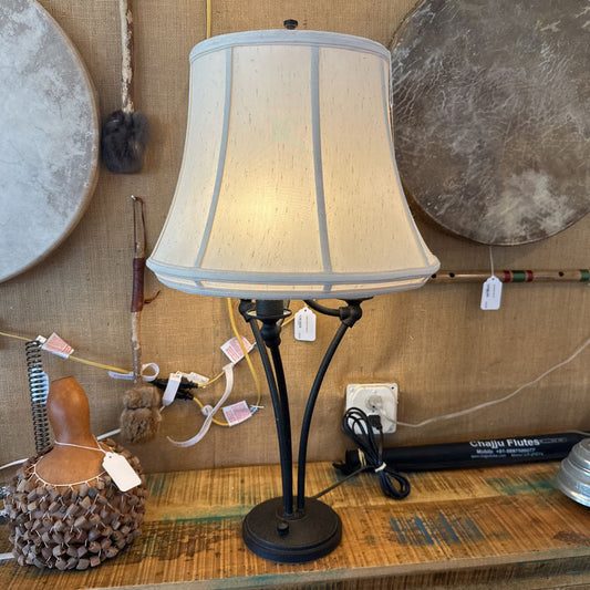 Stiffel Dark Bronze Table Lamp w/ Off White Shade