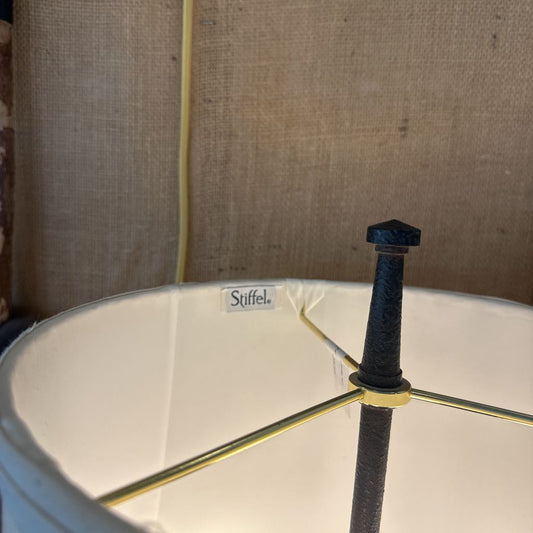 Stiffel Dark Bronze Table Lamp w/ Off White Shade