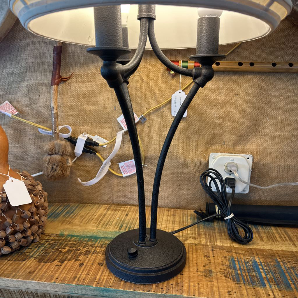 Stiffel Dark Bronze Table Lamp w/ Off White Shade LAMPS