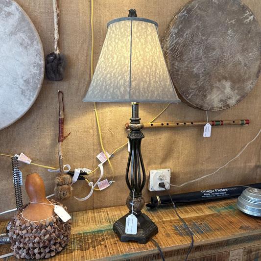 Antique Brass & Marble Lamp