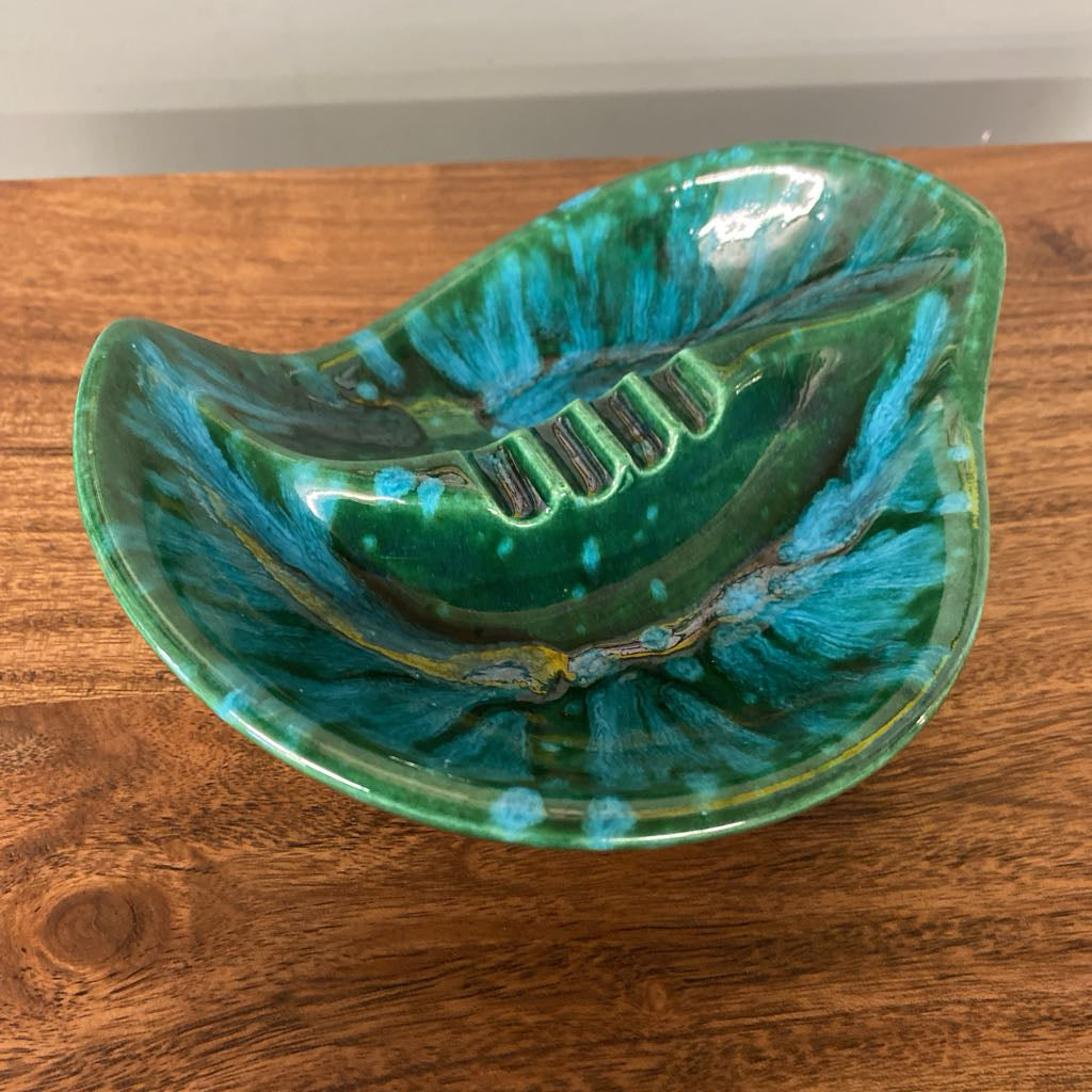Vintage Teal & Green Glaze Ashtray SMALLS