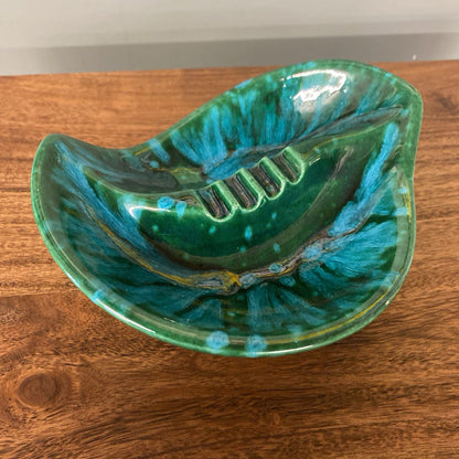 Vintage Teal & Green Glaze Ashtray SMALLS