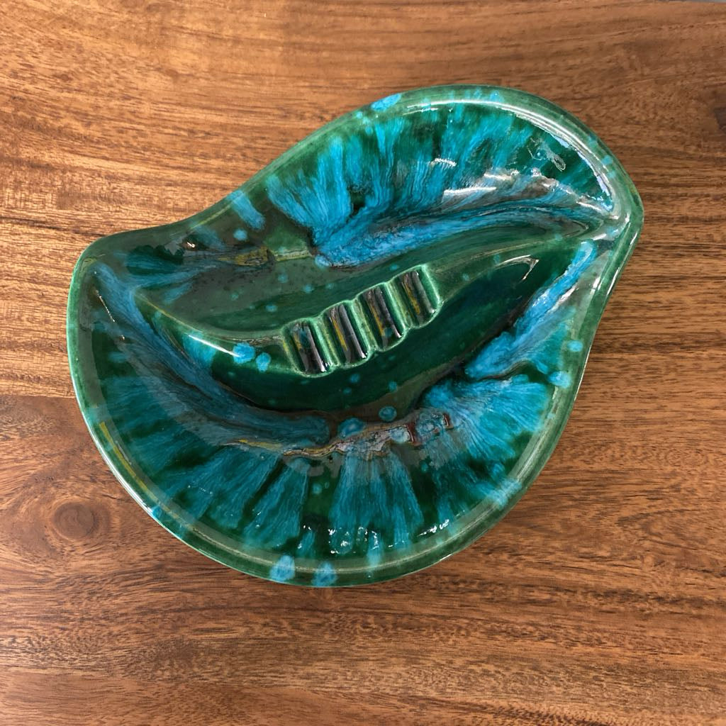 Vintage Teal & Green Glaze Ashtray SMALLS