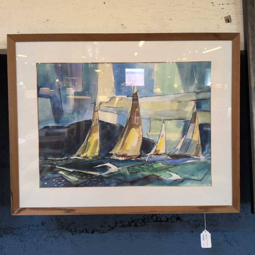 Original Sailboats Watercolor, By: Ramstead ART