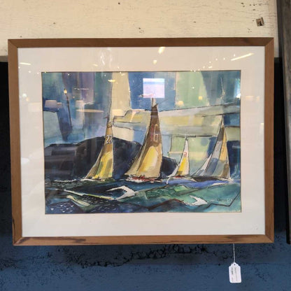 Original Sailboats Watercolor, By: Ramstead ART