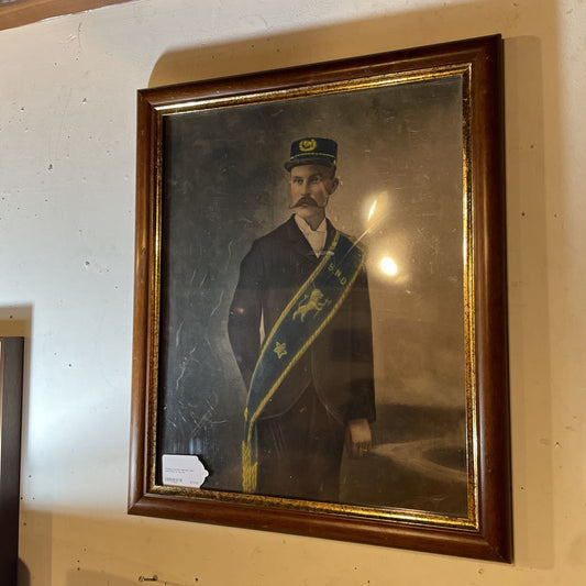 Antique Portrait Masonic Gent with Sash & Cap