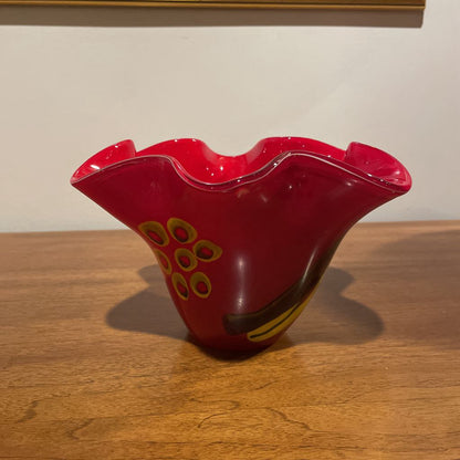 Wavy Red/ Yellow Glass Vase