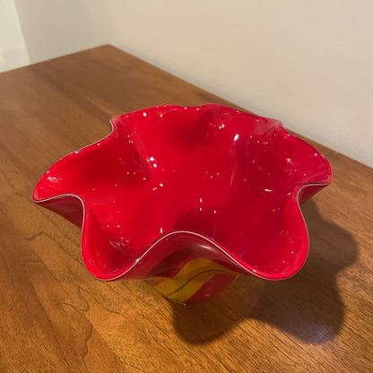 Wavy Red/ Yellow Glass Vase
