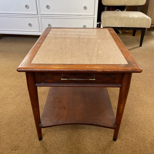 MCM Stone Top 1 Drawer Nightstand