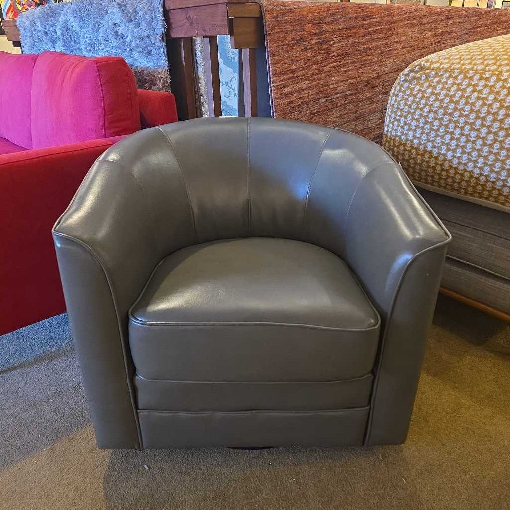 Stone Faux Leather Swivel Club Chair U ACCENT CHAIRS