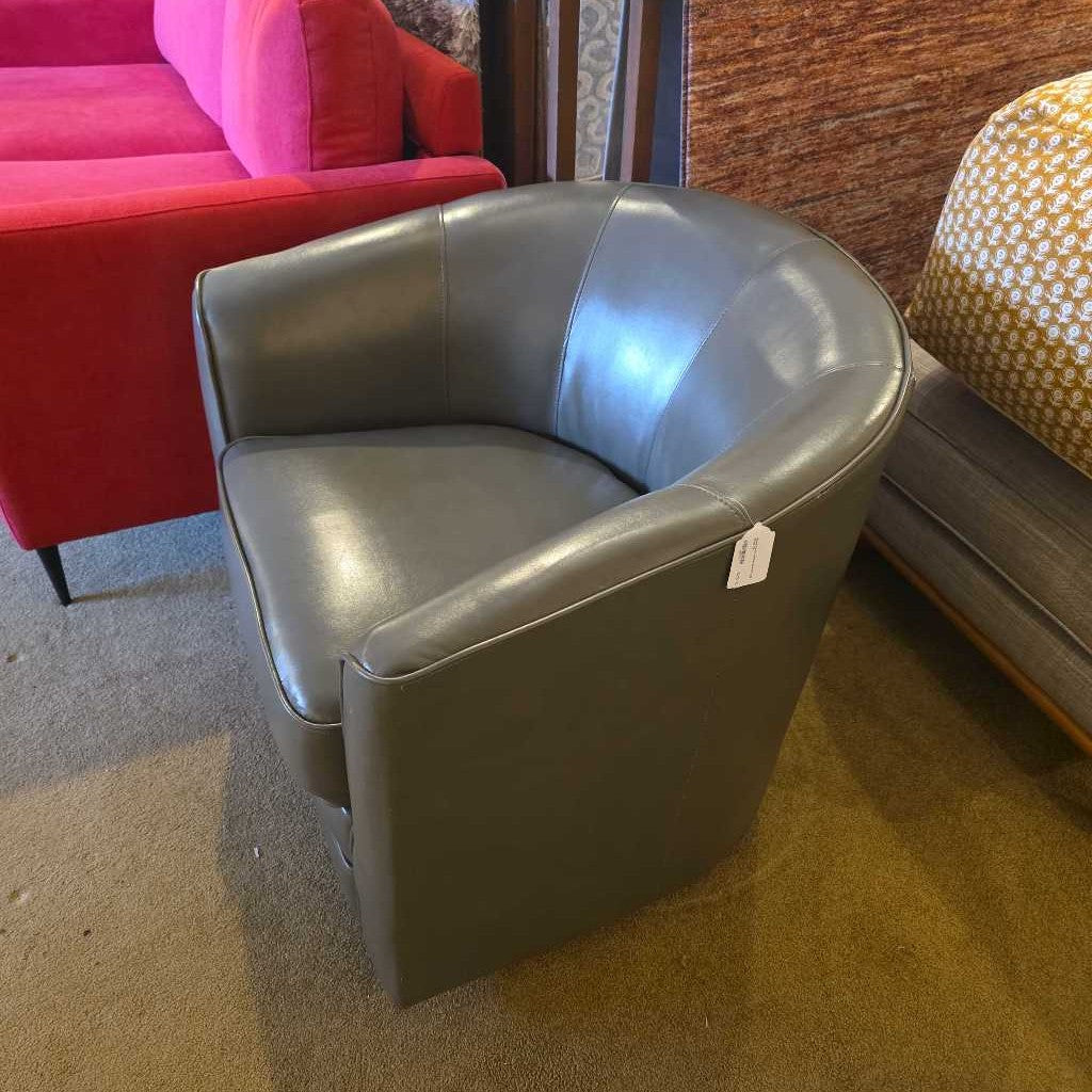 Stone Faux Leather Swivel Club Chair U ACCENT CHAIRS