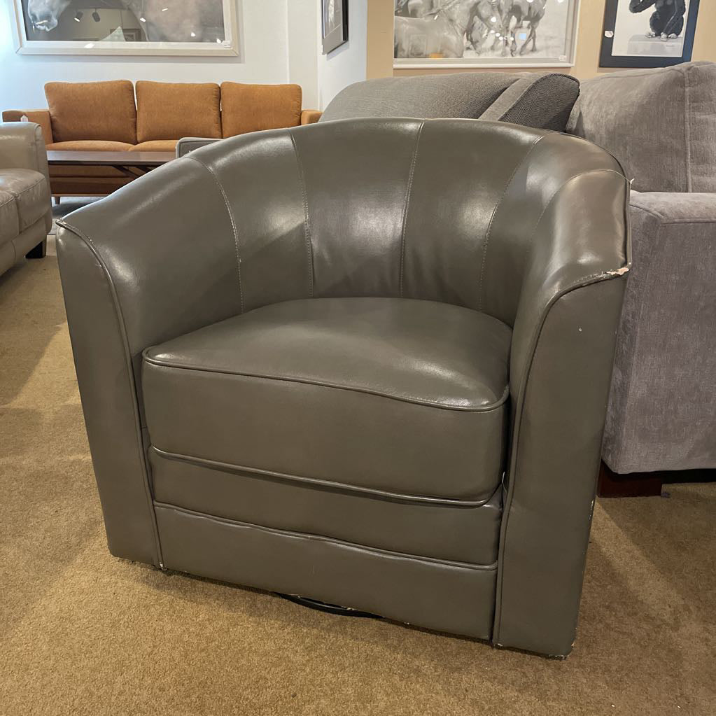 Stone Faux Leather Swivel Club Chair U ACCENT CHAIRS