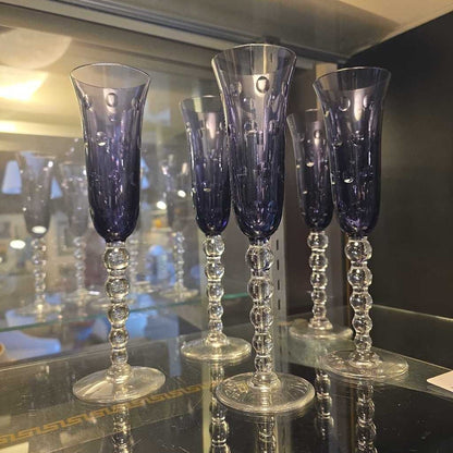Saint-Louis Crystal Lavender Champage Flute SET OF 5 UNIQUE FINDS