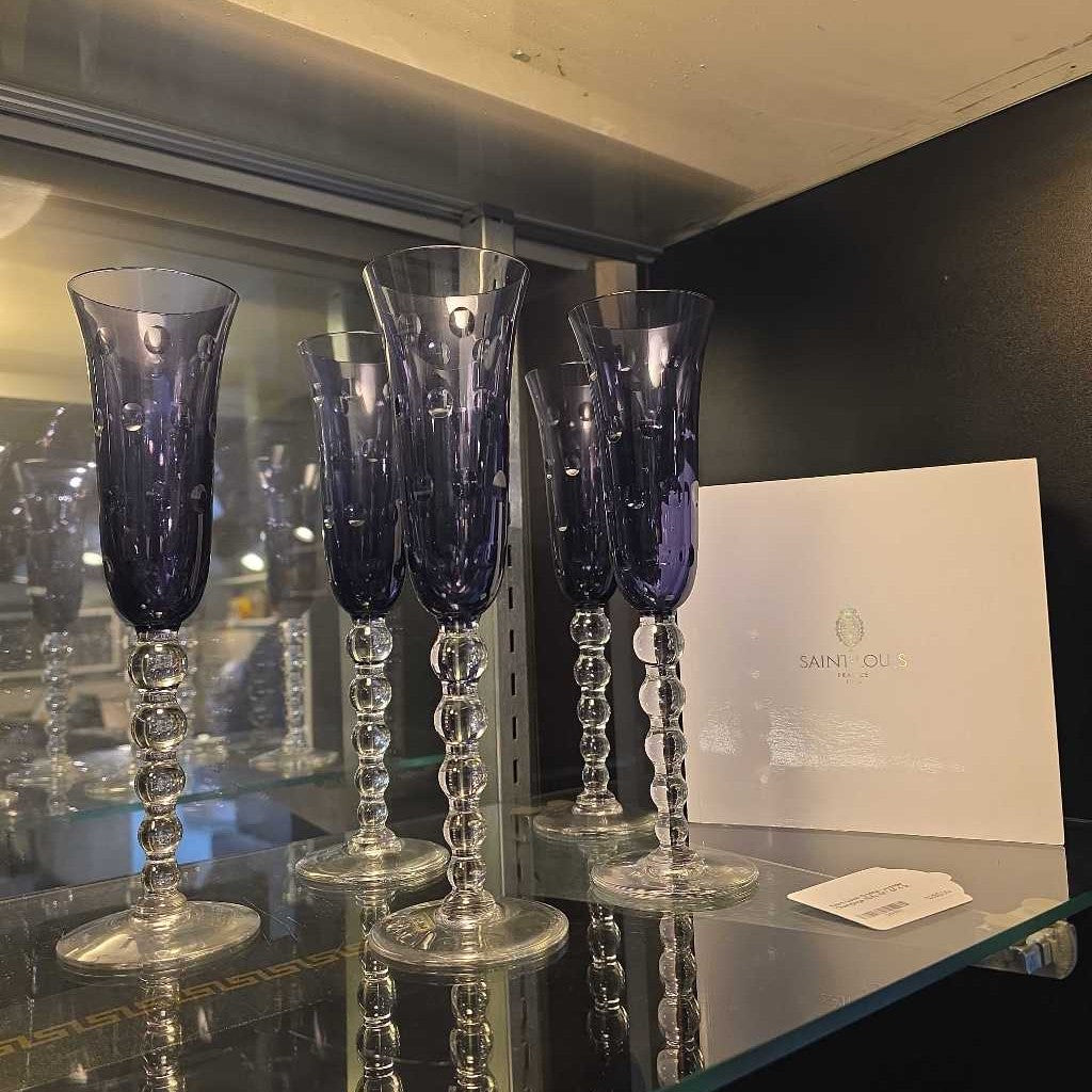Saint-Louis Crystal Lavender Champage Flute SET OF 5 UNIQUE FINDS