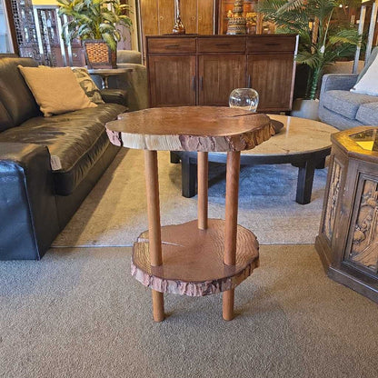 2 Tier Wood Slice Side Table