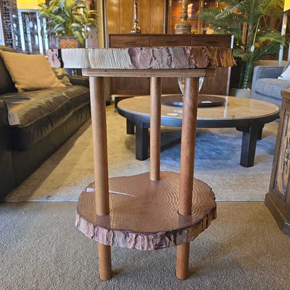 2 Tier Wood Slice Side Table