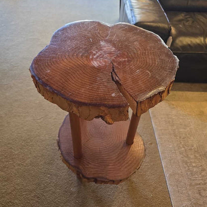 2 Tier Wood Slice Side Table