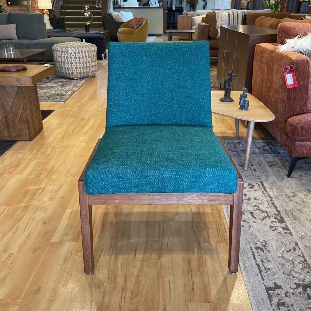 MC Blue-Green Fabric Accent Chair with Walnut Base U ACCENT CHAIRS